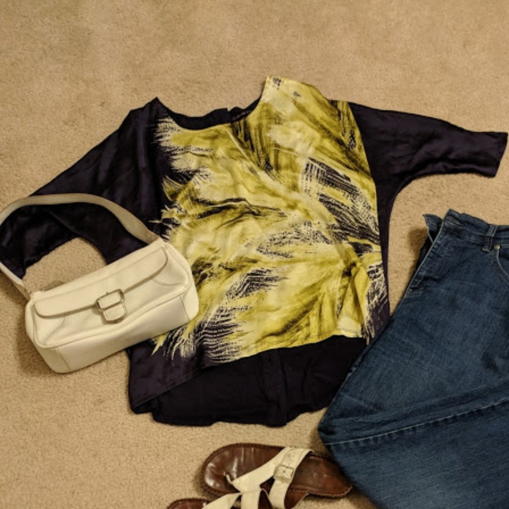 Coldwater Creek navy yellow button back bl…